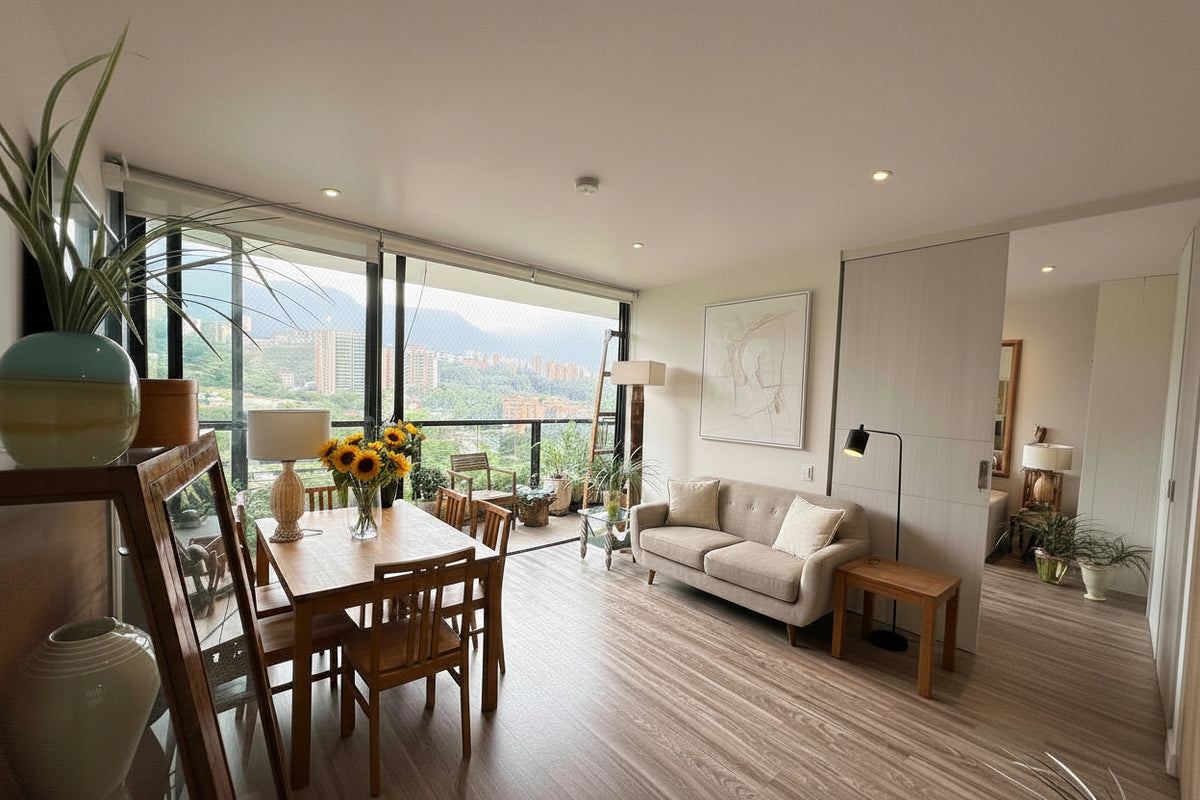 Apartamento en Piso Alto con Balcón & Vista | Milla de Oro