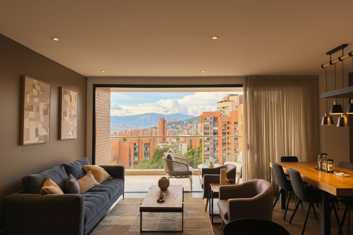 Apartamento moderno en El Poblado Transversal Inferior | 2 habitaciones | Balcón con vista Panorámica