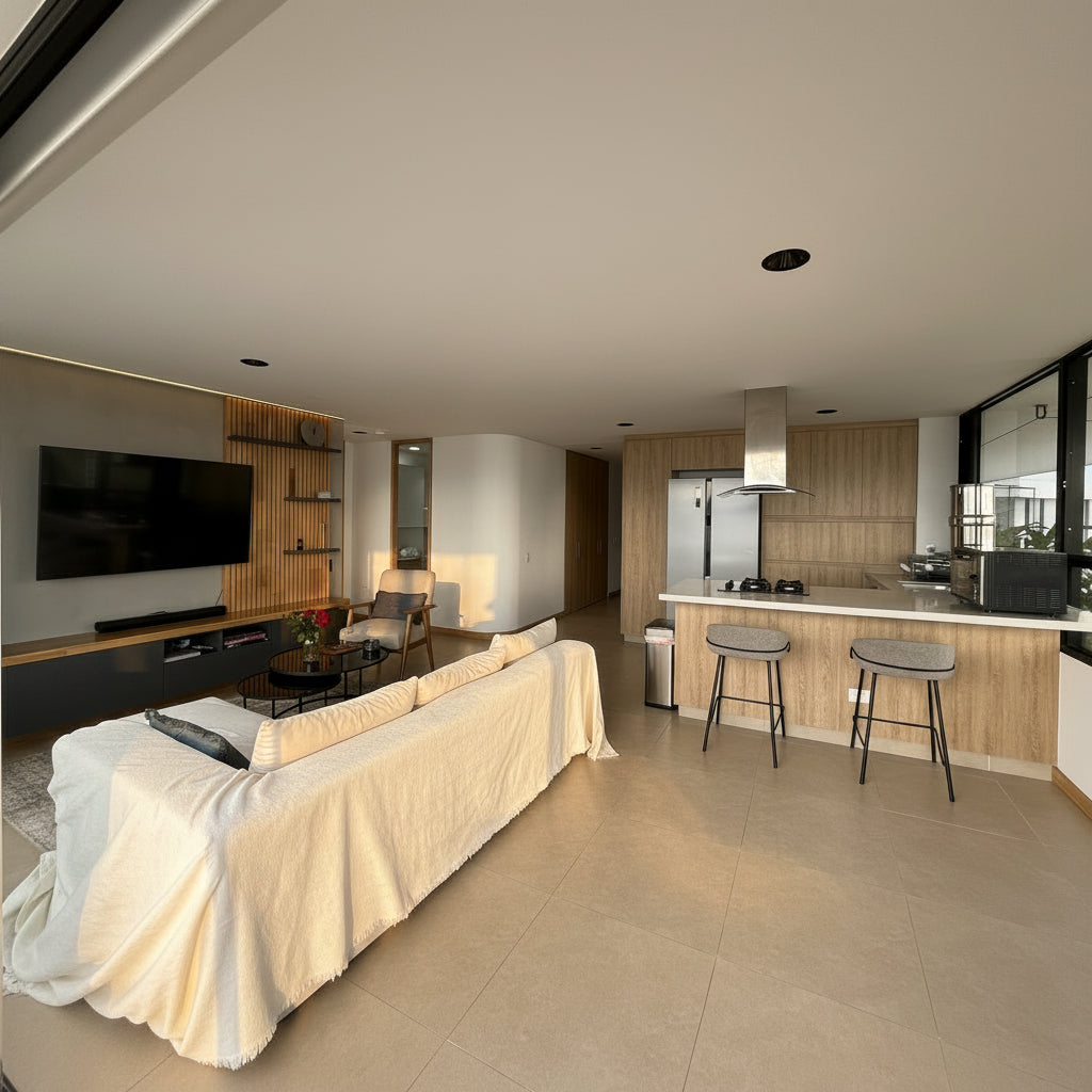 Apartamento amoblado en renta en Palmas El Poblado con terraza y BBQ