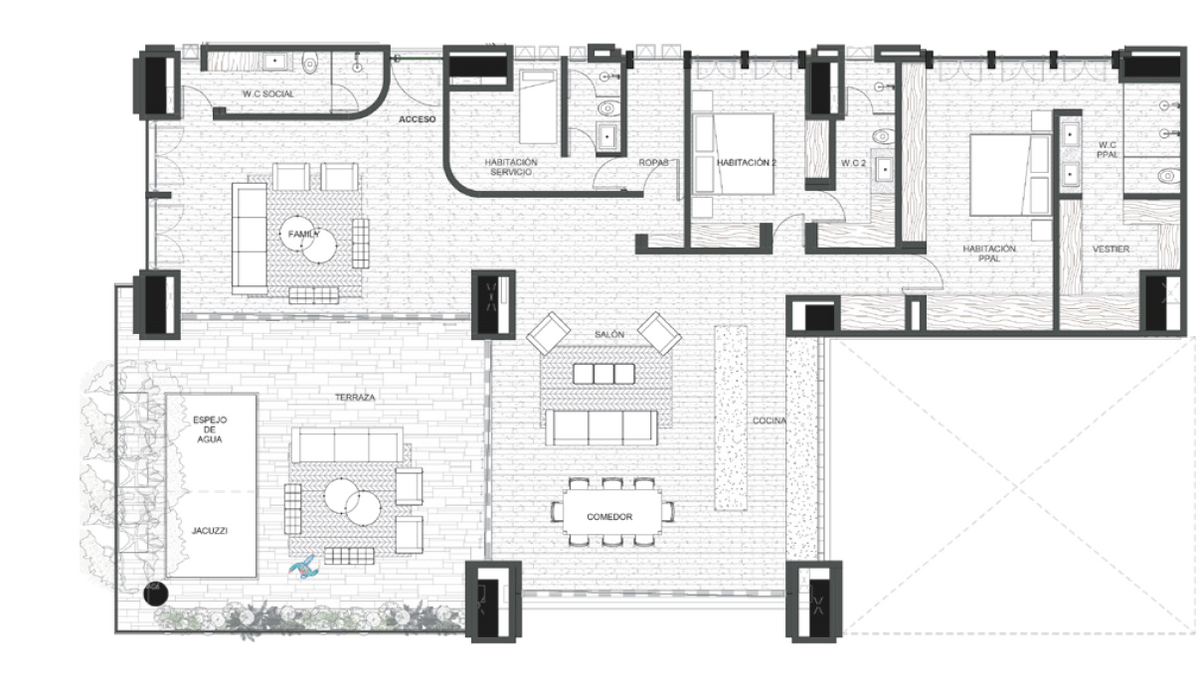 Apartamento en Las Lomas, El Poblado – Proyecto Los Patios 6T Norte